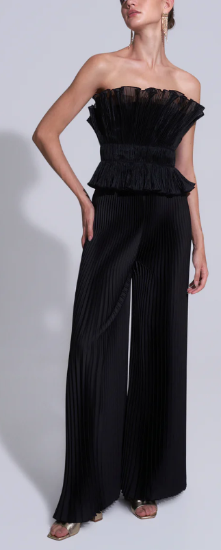 L&#39;IDÉE Bisous pleated satin trousers